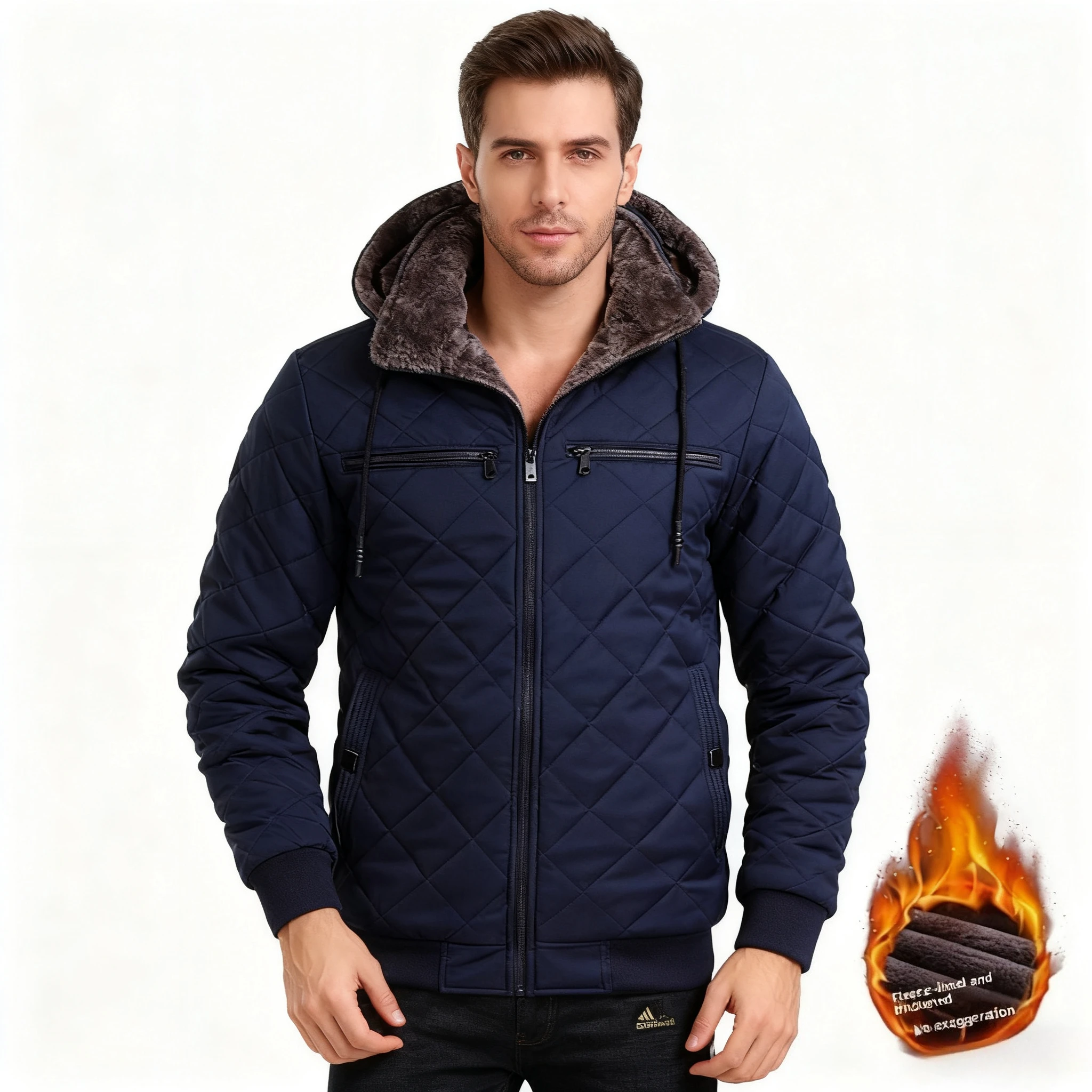 

2025 New Men's Winter Jacket, Trendy Fleece-Lined Casual Thickened Cotton Coat