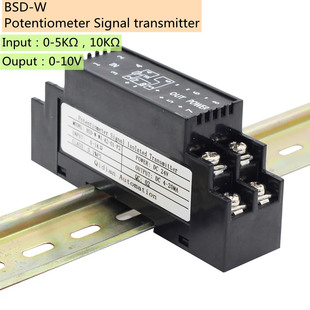 

BSD-W преобразователь потенциометра сигнала для 0-1k Ом/0-5k Ом/0-10k Ом Вход 4-20 мА 0-10 В выход