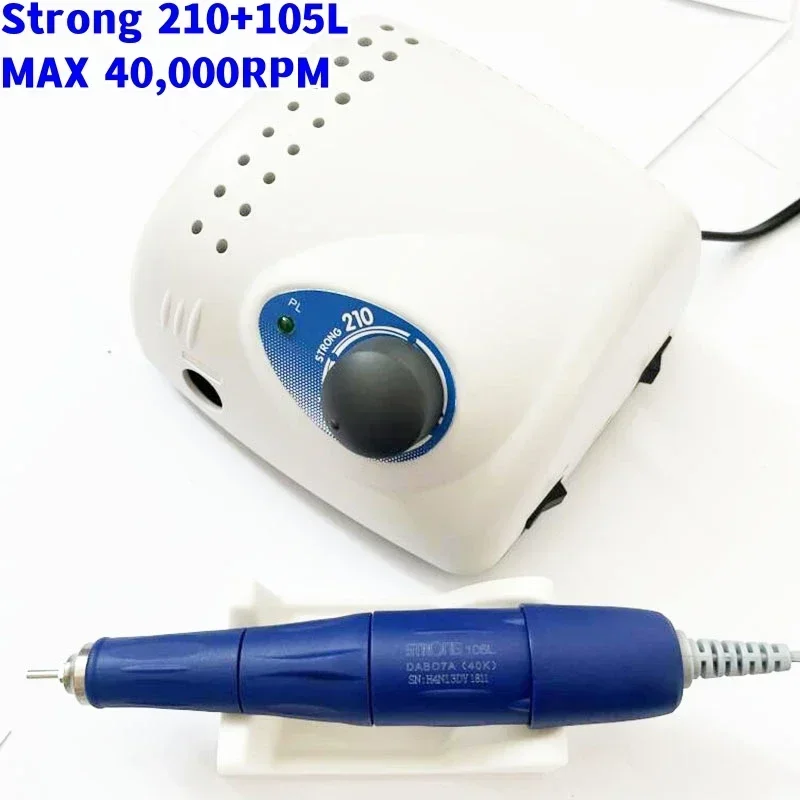 40000RPM Strong 210 Control Box strong 105L Micromotor Handpiece Electric Manicure Drill polishing Drill equipment Used for Nail