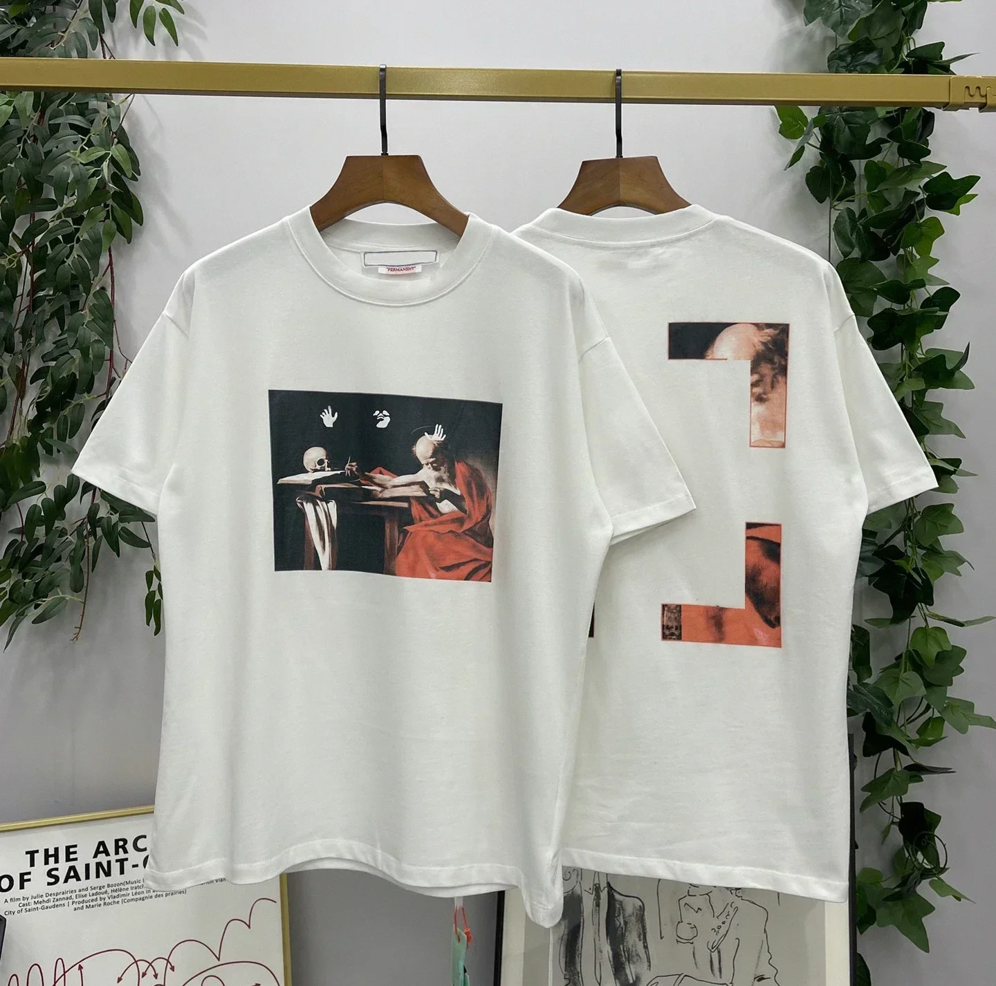 Brand Classic Design Oversized T-shirt Harajuku Streetwear Couples HD Religious Print Loose 100% Cotton Fashion Men Summer