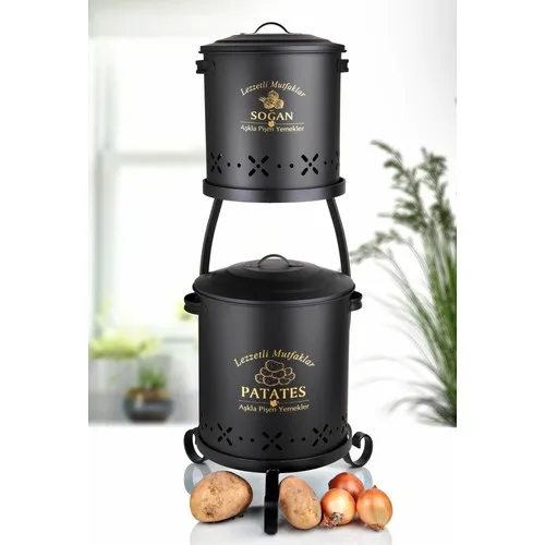 Kitchen Chef Wrought Iron Lux Layer Lamalı Large Potatoes and Onions Bucket KC-00000121