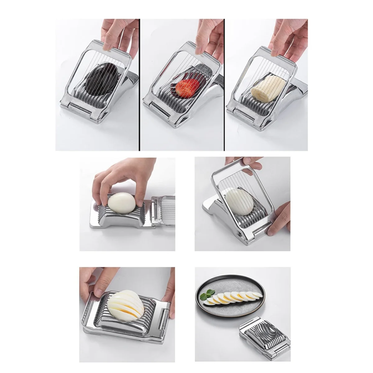 

Mini Manual Egg Slicer Cutter Hard Boiled Egg Slicer Cutter Multipurpose Aluminium Alloy Egg Ham Cutter Kitchen Supplies