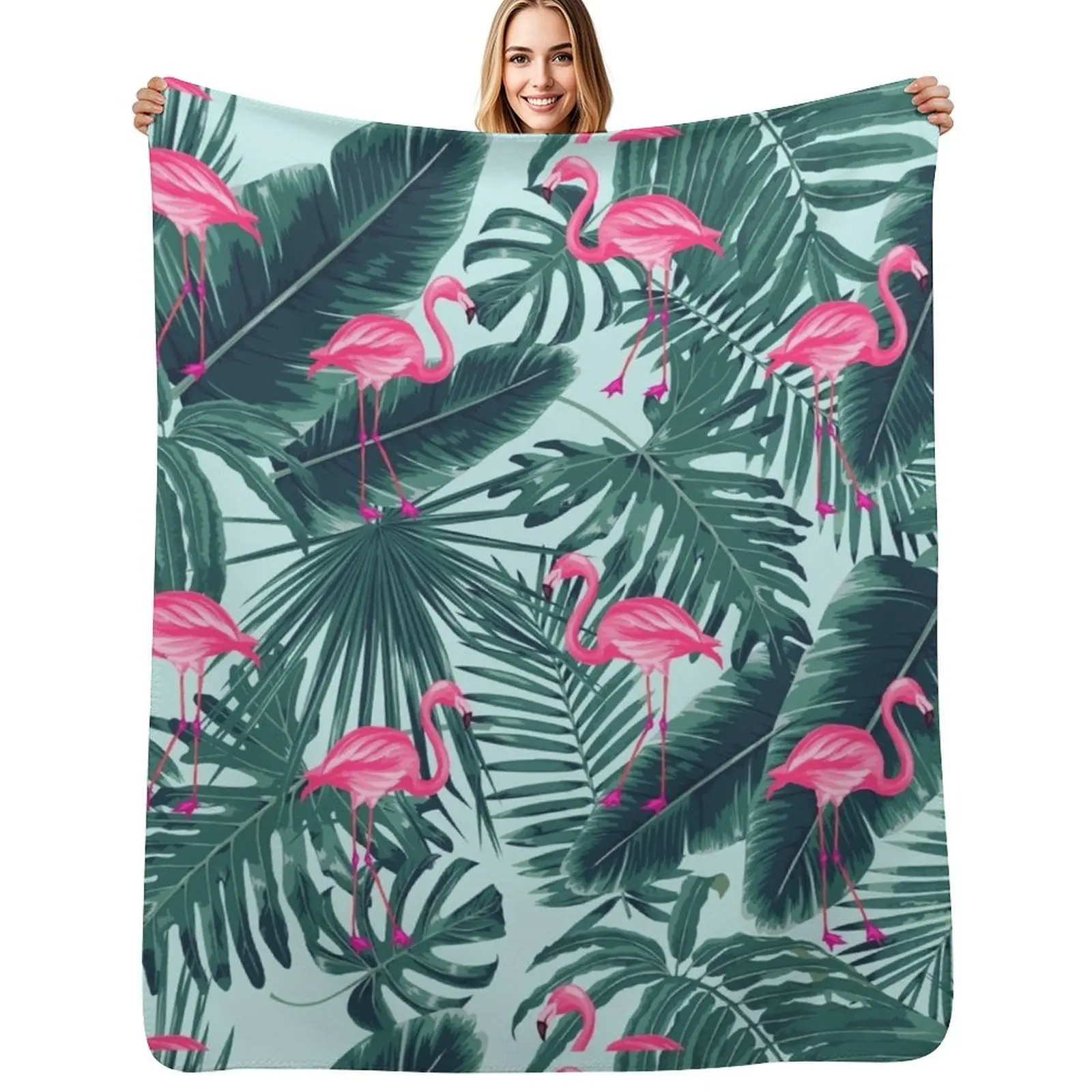 

tropic abstract flamingo Throw Blanket Shaggy Furry Soft Blanket for Bedroom Living Room