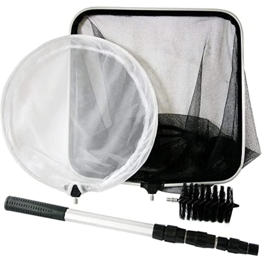 

Koi Fish Pond and Water Garden Care Set with Telescoping Adjustable Pole Pond Cleaning Care Kit 4-in-1 Net Set Includes Scrubbi