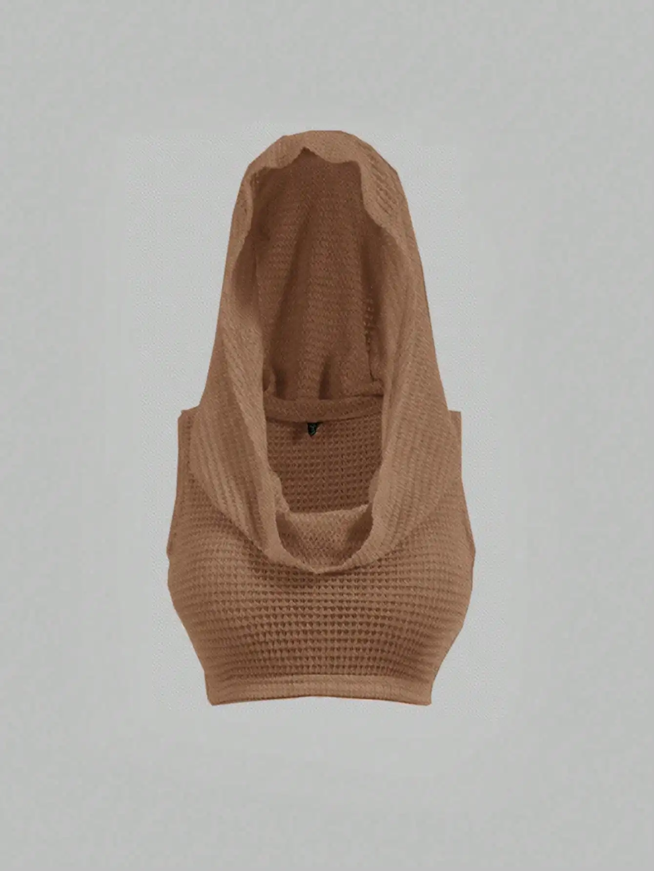 

Plus Size Women's Camisoles and Tank Tops Solid Knit Hooded Tops Sleeveless Bright Semi-Sheer Ultra Short Tops