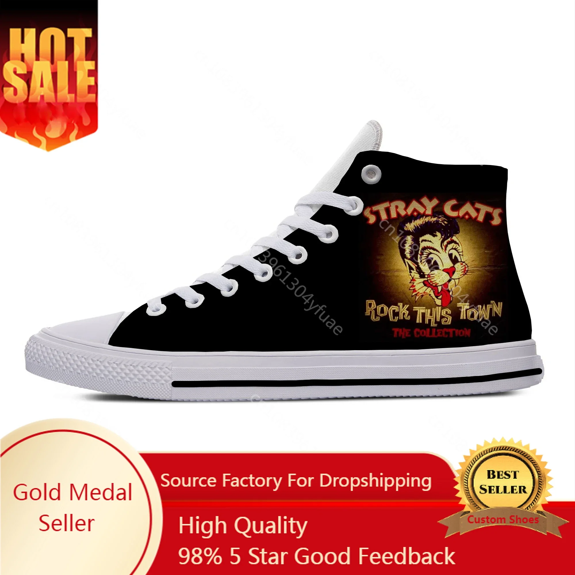 Hot Cats Rock Band Stray Fashion Popular Funny Cool Casual Shoes Lightweight High Top Breathable Board Shoes Men Women Sneakers