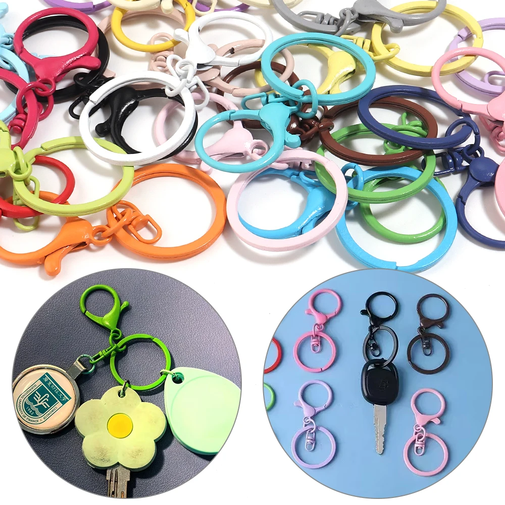 10 Stück 30mm Schlüsselanhänger Bunte Metall-Karabinerhaken Schlüsselringe für Schmuckherstellung DIY Schlüsselanhänger Zubehör – Detail 2