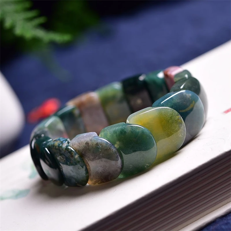 Natural Lndia Agate Bangle Reiki Healing Fengshui Stone Fashion Jewelry For Women Holiday Gift 1PCS 20X21MM