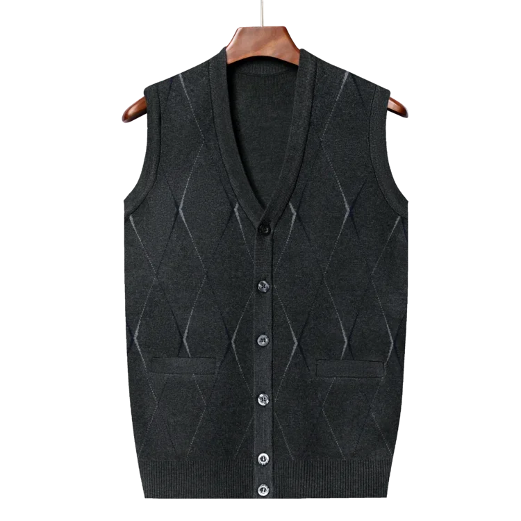 

2024 Mens V-Neck Sleeveless Vest Classic Business Gentleman Knitwear Men Clothing