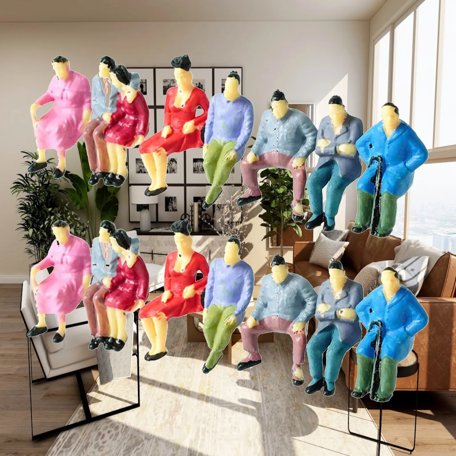 14x Hand Painted Figures Car Display Dolls Props Miniature People Figurines