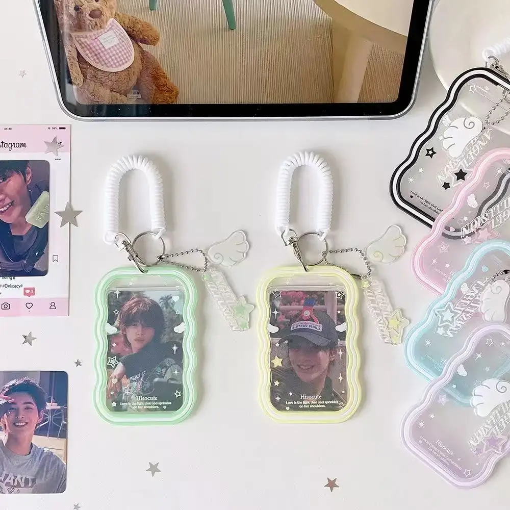 Kpop Fashion Simple Solid Color 3Inch Photo Card Holder Cute Idol Photo Storage Card Bag Elastic Rope Pendant Accessory Gift image 4