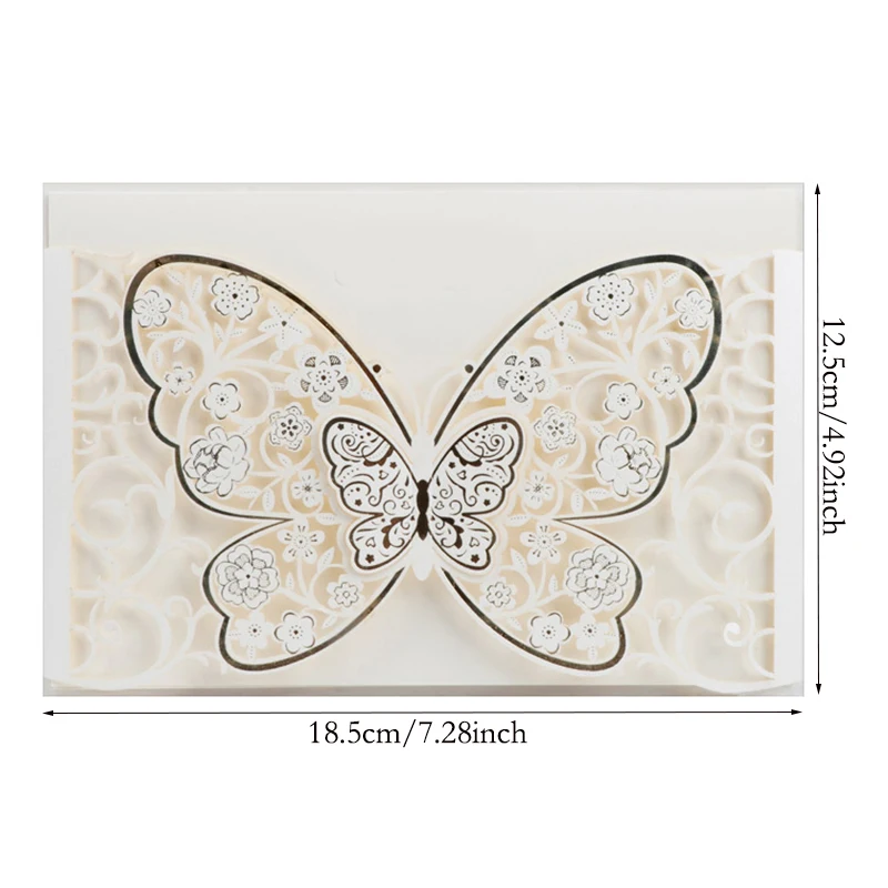 50pcs Butterfly Laser Cut Wedding Invitation Card Covers Party Postcard Business Greeting Card Engagement Wedding Decoration