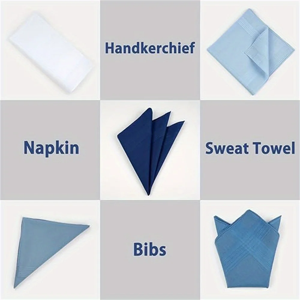5pcs/pack Assorted Color Selected Cotton Handkerchiefs with Stitching Naturally Soft Material That Gets Even Softer over Time