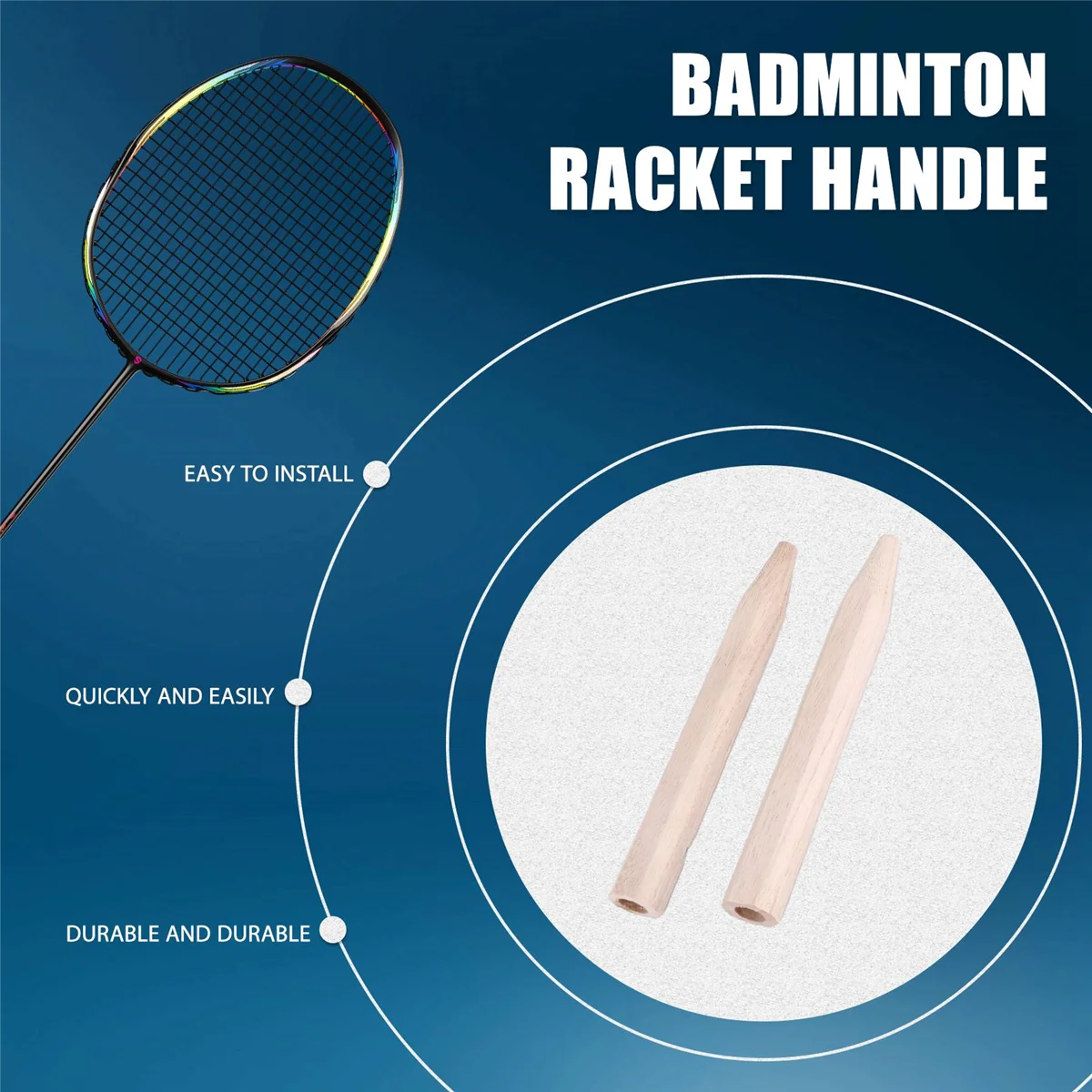 2Pcs Badminton Racket Handle Grip Wooden Badminton Handle Repair of Badminton Racket,G6