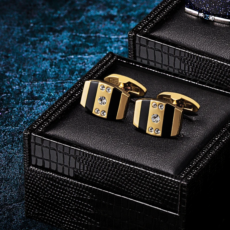 

KFLK Jewelry French shirt Fashion cufflinks for mens Brand Gold-color Cuff links Luxury Weddin Buttons High Quality Crystal Gift