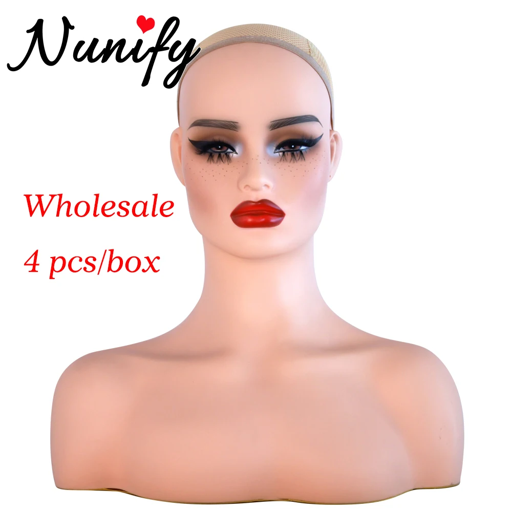 

Nunify Black Mannequin Head Female Realistic Mannequin Head Bust Sale For Wig Jewelry Hat Earring Display Nice Dummy 4Pcs/Box
