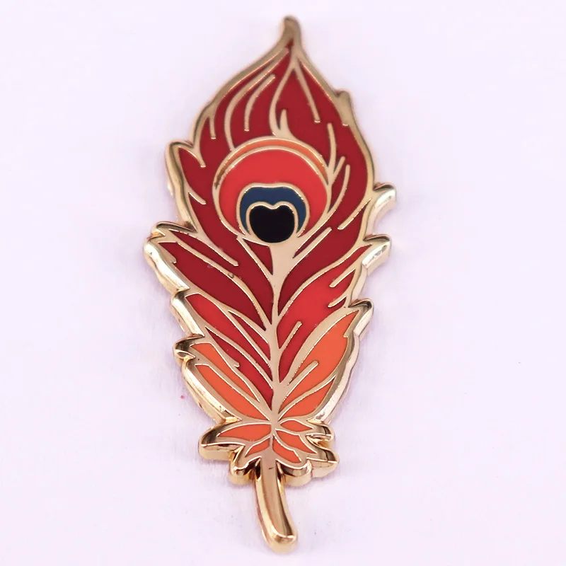 Phoenix-Feather Enamel Pins Mysterious Creature Feather Brooch Badge Backpack Accessories Jewelry Gifts
