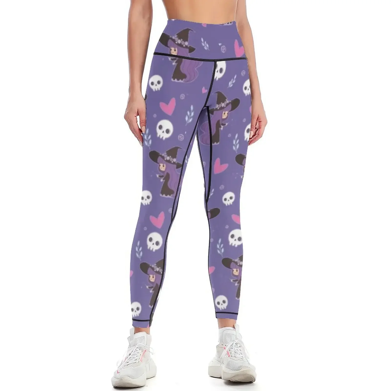 

Halloween Cute Witches And Skulls Pattern Leggings legging gym sport set Training pants for fitness Womens Leggings