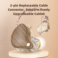 Wired Earphones Wood Grain Gaming Headphone 3.5mm HiFi Sports Music Noise Cancelling Earbuds for Phone Computer Mic Girls Gift