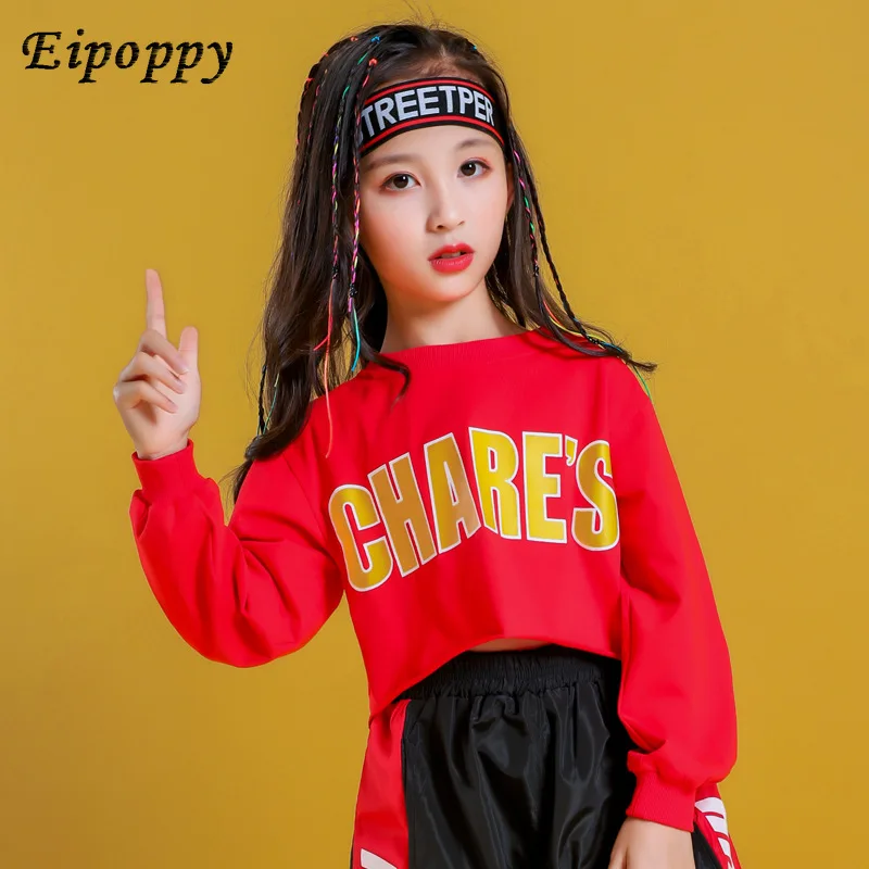 Crop Top Clothes Sets GirlsChild Streetwear Street Dance Pant Outfits Jazz Stage Costumes