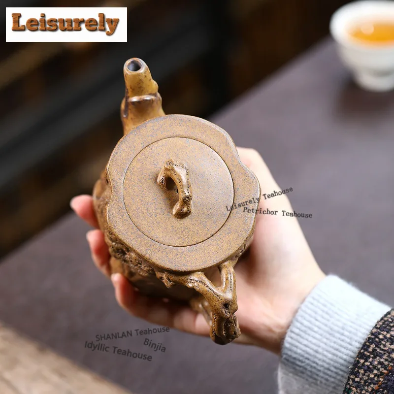 360ml Yixing Purple Clay Teapots Handmade Pine Tree Stumps Pot Raw Ore Wood-fired Porcelain Mud Tea Maker Kettle Zisha Tea Set