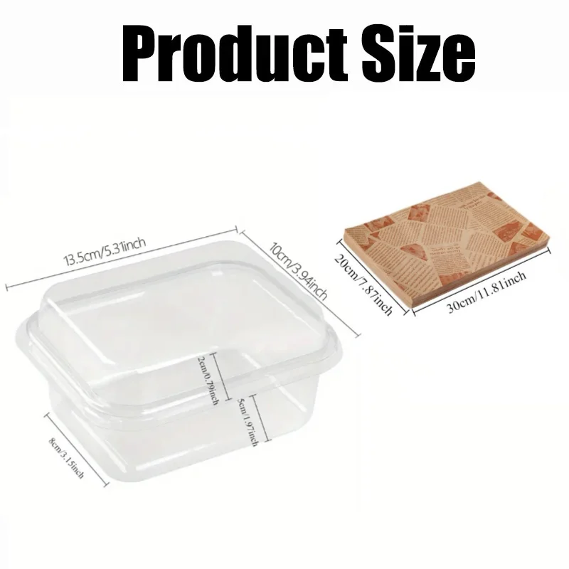 20PCS Square Transparent Plastic Cake Box with Oil Paper Thousand Layer Cake Egg Tart Mousse Cake Box Wedding Party Supplies