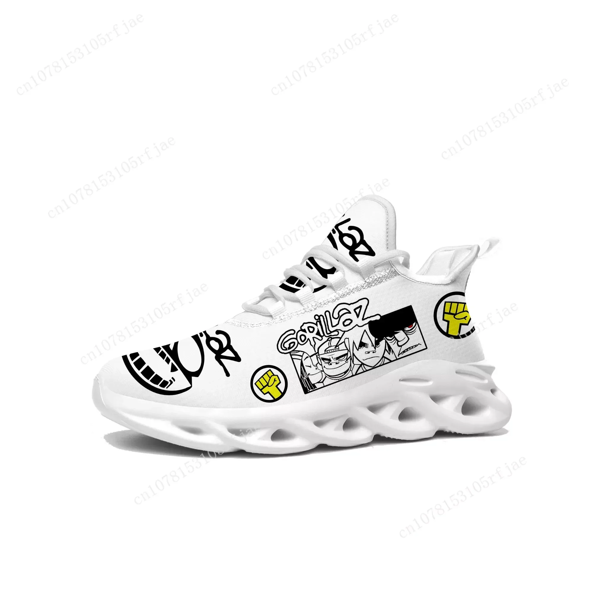 Gorillaz Band Flats Sneakers Mens Womens Sports Running Shoes High Quality Sneaker Lace Up Mesh Footwear Tailor-made Shoe White