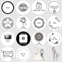 100 Stück individuelle personalisierte Siegelaufkleber. Fügen Sie Ihren Logo-Text hinzu. Hochzeit handgefertigter weißer Hintergrund 4 cm