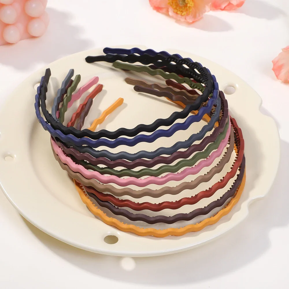 

10 Pcs Korean Frosted Wavy Headbands for Baby Girl Simple Thin Non-Slip Flexible Face Wash Sports Head Hoops Hair Accessories