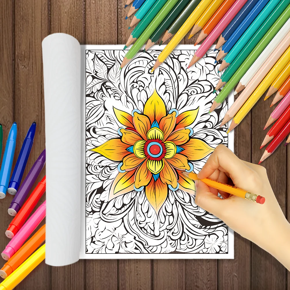 1pc, Mandala Coloring Book, Teenagers Coloring Book, 30 Different Patterns, 100gsm Thick Paper, Stress Relief, Birthday Gift