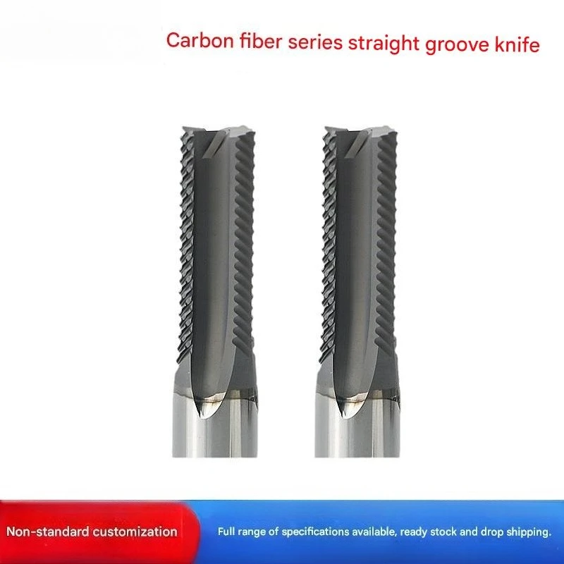 Carbon fiber straight groove cutter, diamond coating, non-metallic graphite glass fiber processing tungsten steel milling cutter