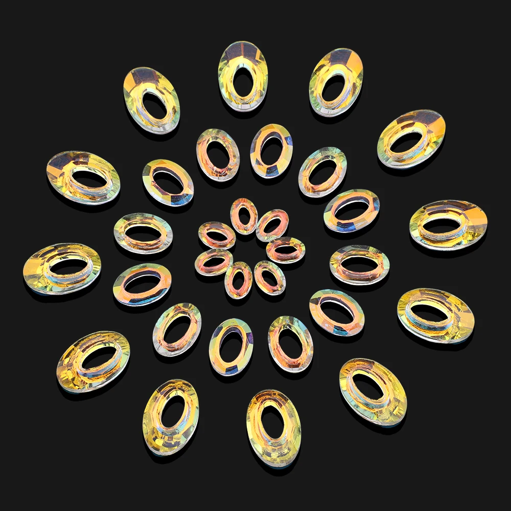 Super Flash Rainbow AB color Glass Large Hole Earrings Oval Crystal Necklace Earrings Pendant Bulk DIY accessories