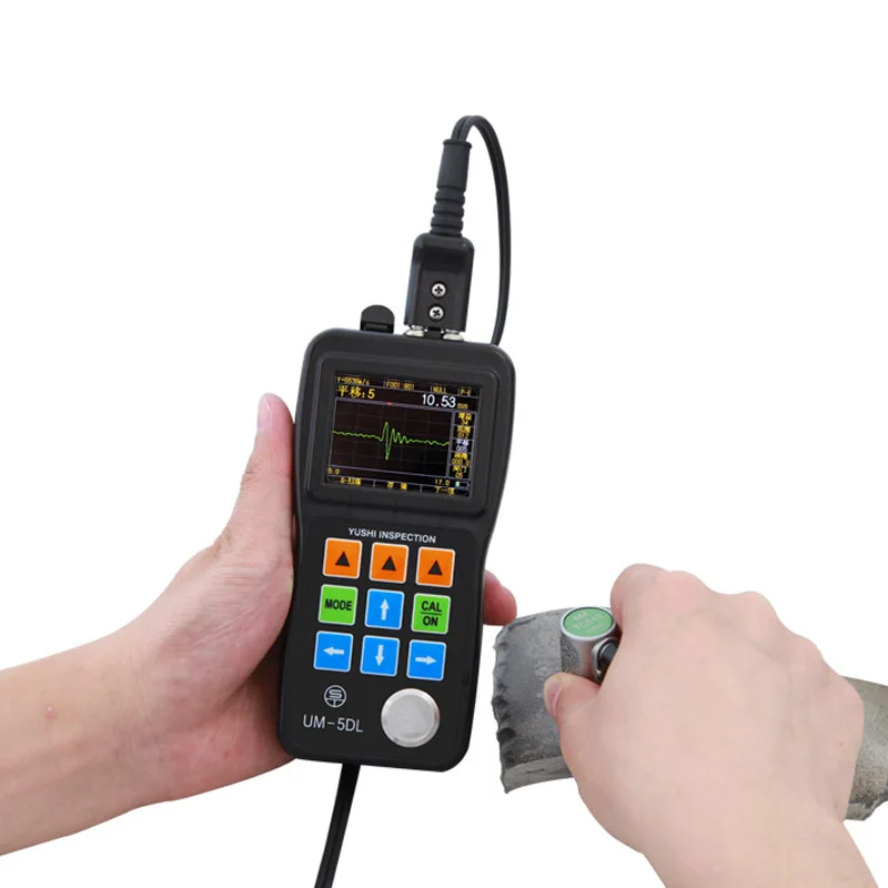 UM-5DL Color Screen Portable Ultrasonic Thickness Gauge with Live A and B Scan 0.5-508mm Measurement Range Gain, Blanking, Gate