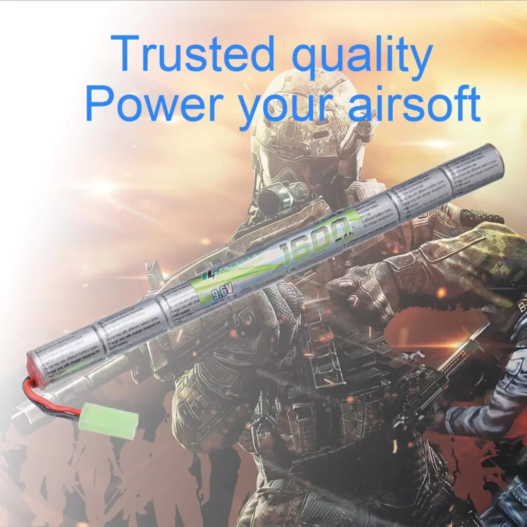 8S 2/3A 9.6v 1600mAh Stick NIMH Battery Pack and USB Charger for Airsoft Guns,CAR15,MC51,FNP90,AUGRT,AUGM,G3A4,G36