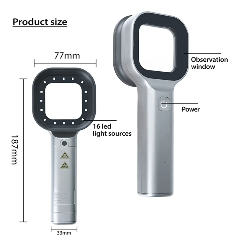 Analizzatore di pelle con lampada per legni Analizzatore di bellezza portatile per salone facciale Lampada UV Dermatologia del legno per analisi dei test