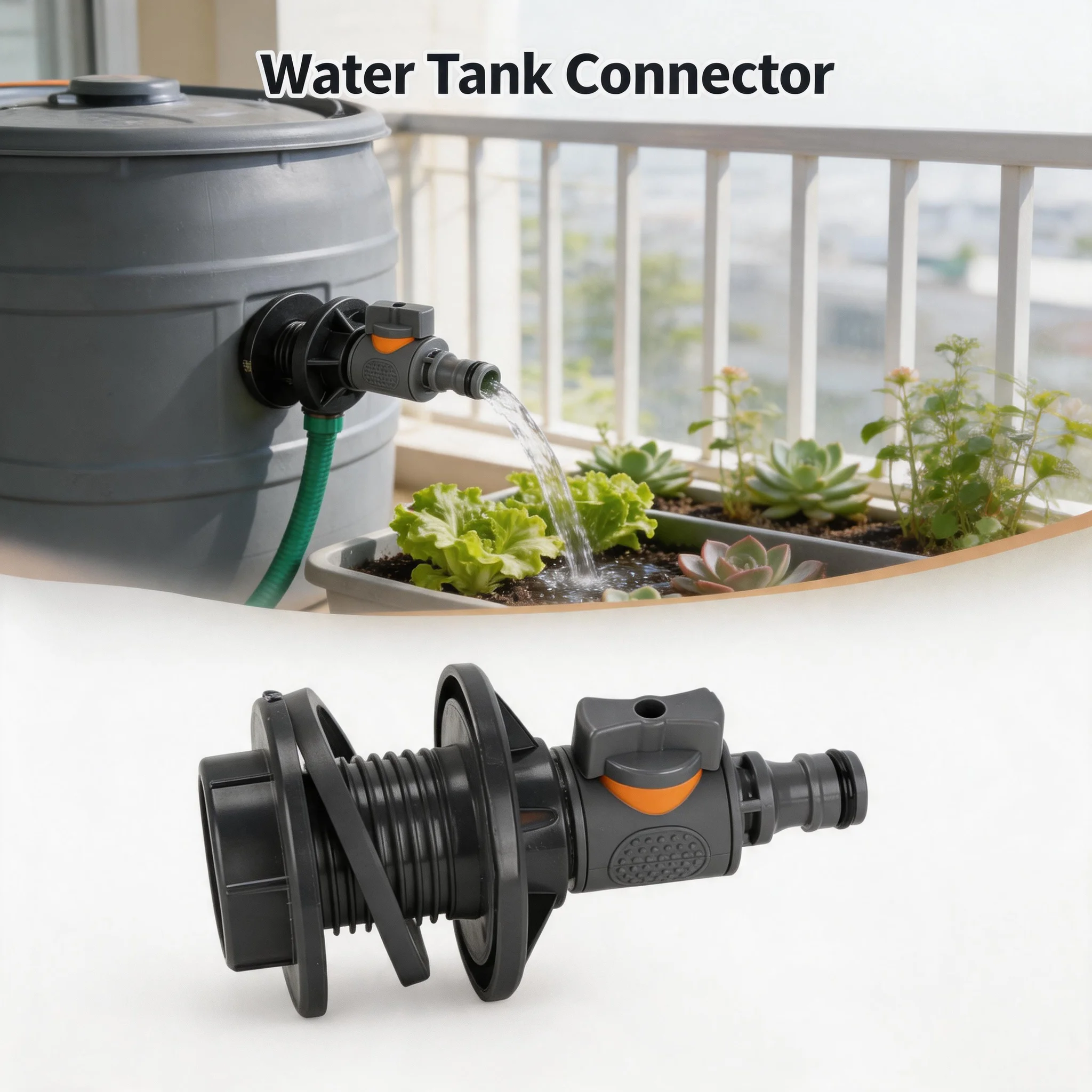 Rainwater Collection Connector Kit PVC/IBC Water Barrel Adapter Durable Water Tank Adapter with Valve Quick Installation
