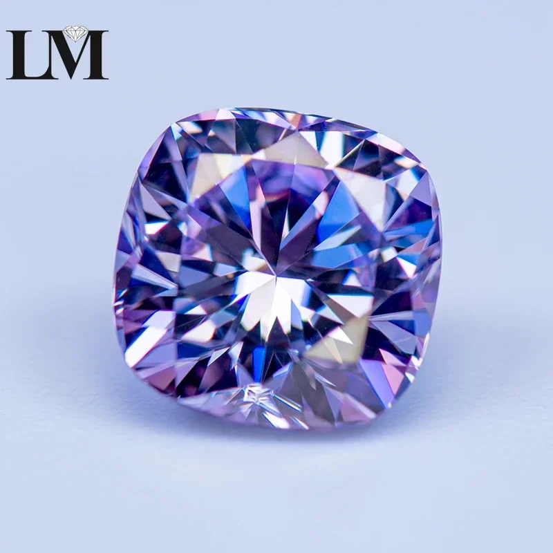 

Moissanite Diamond Light Purple Color Cushion Cut Lab Grow Gemstone for Charms Woman Jewelry with GRA Certificate Free Delivery