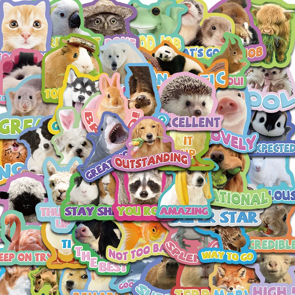 50PCS Teacher Animal Rewards Sticker Notebook Home Decorative Creative Waterproof Landscape Office Kawaii Stationery Stickers  ﻿