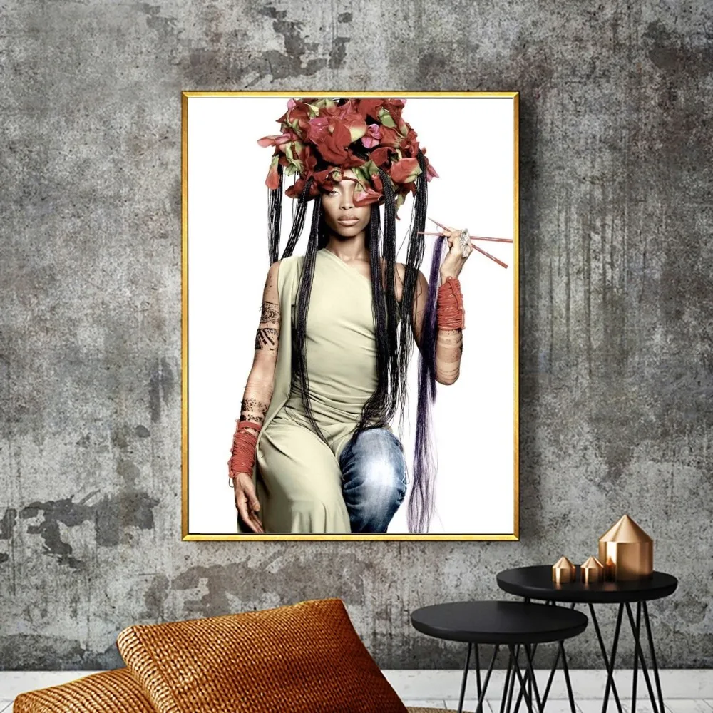 Erykah Badu Singer Poster No incorniciato Poster Kraft Club Bar Paper Vintage Poster Wall Art Painting Bedroom Study Stickers