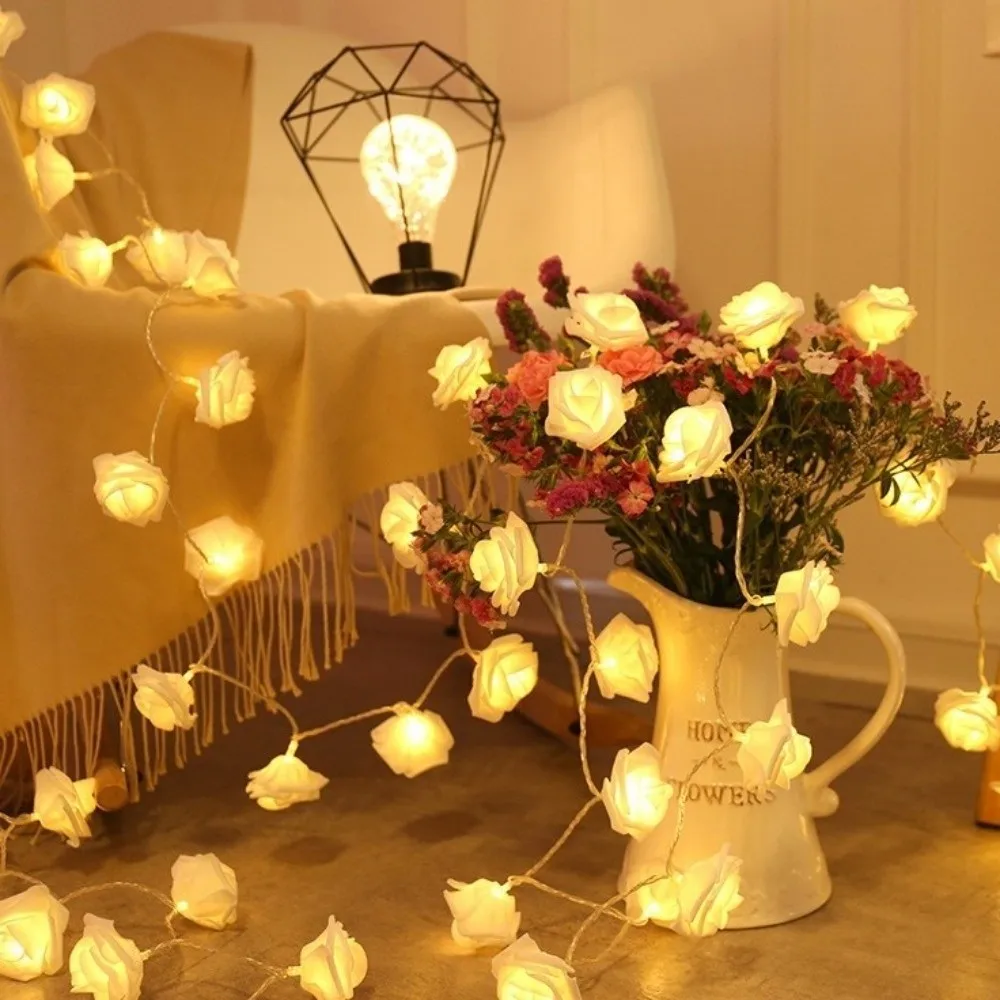 Romantic LED Rose String Lights 1.5/3 M Warm White Simulated Flowers Lights 10/20 LED Flower Garland Atmosphere Lamp