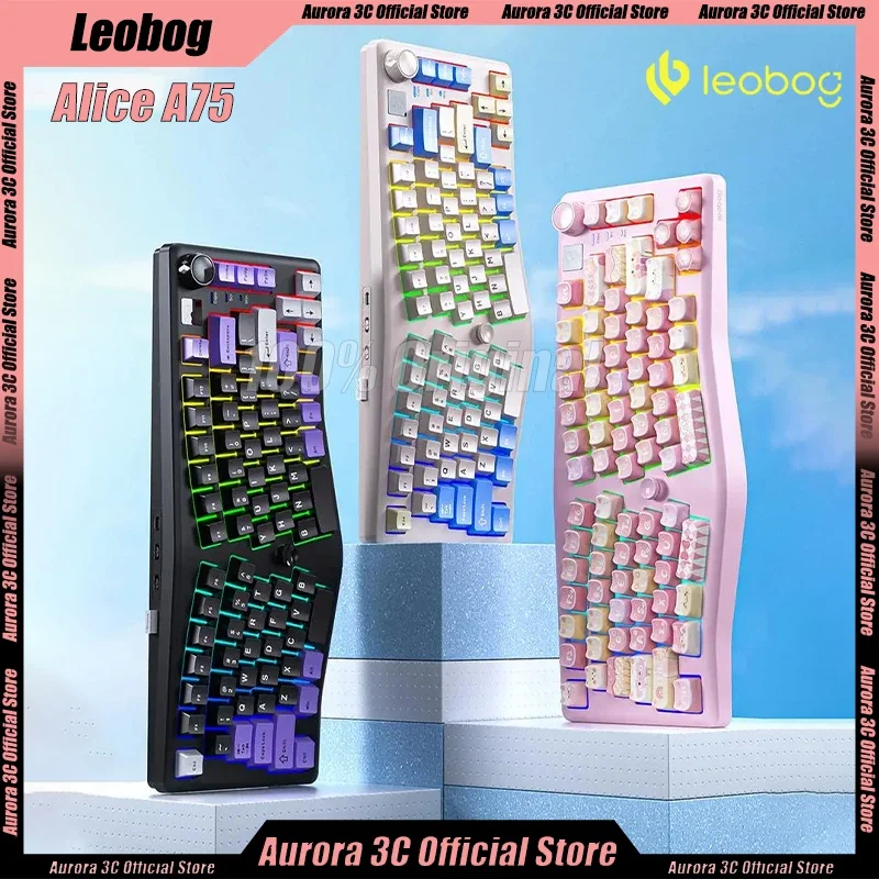 

New Leobog Alice A75 Mechanical Keyboard Gamer Keyboard 3Mode 2.4G Wireless AliceA75 RGB Hot swap Ergonomics PC Gaming Keyboard