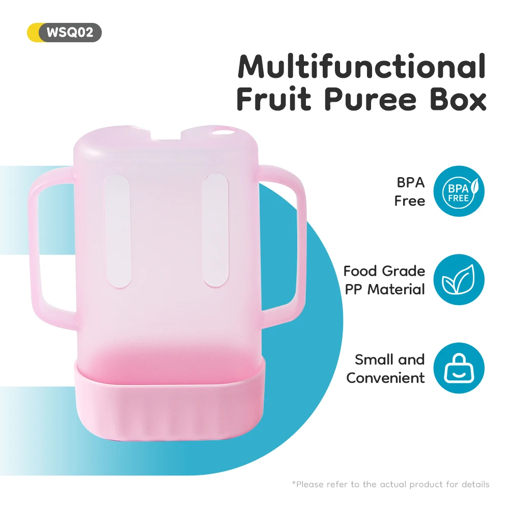 

1PCS Baby Multifunctional Fruit Puree Box With Rounded handle No Sharp Edges BPA FREE Baby Feeding Bowl For Fruit Juice Milk