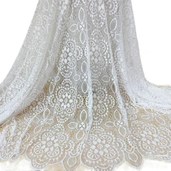 SOFT Quality Geometric Style Eyelash French Lace Fabric Dress Material 1 Piece=1.5x3 Meters Off White Black Color