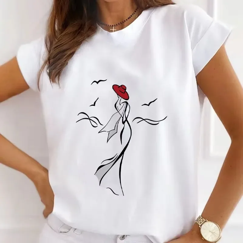 2026 Customized Printed Women's Modal T-shirt Short Sleeve round Neck Harajuku Style Vintage Top for Summer Fashion