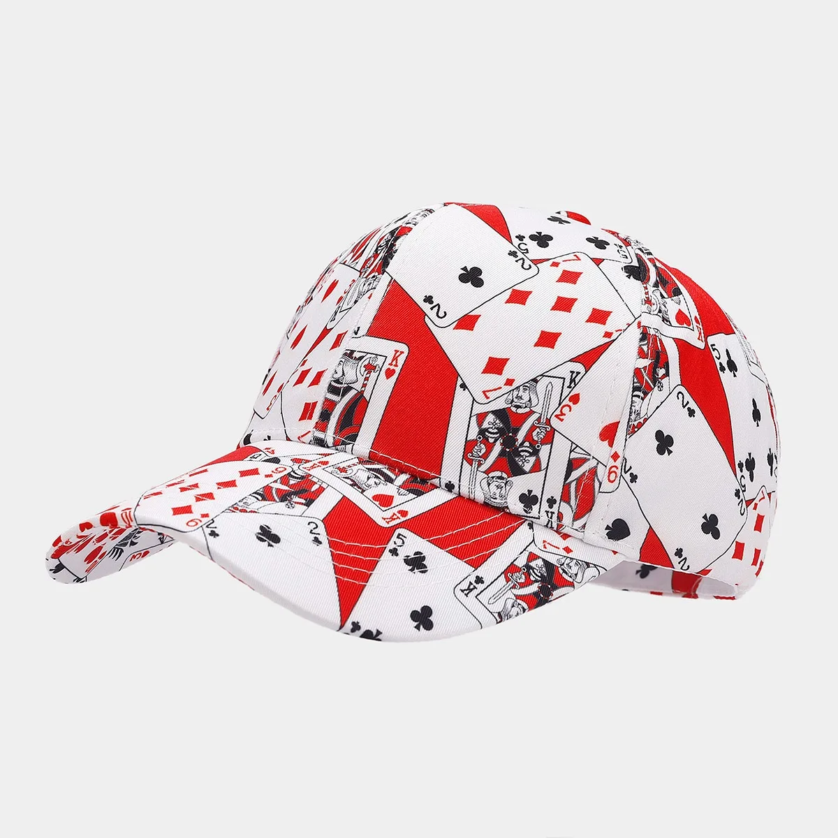 Poker Pattern Baseball Caps Unisex Adjustable Sun Visor Hat Hip Hop Street Trend Casual Outdoor Fashion Men Women Daily Travel