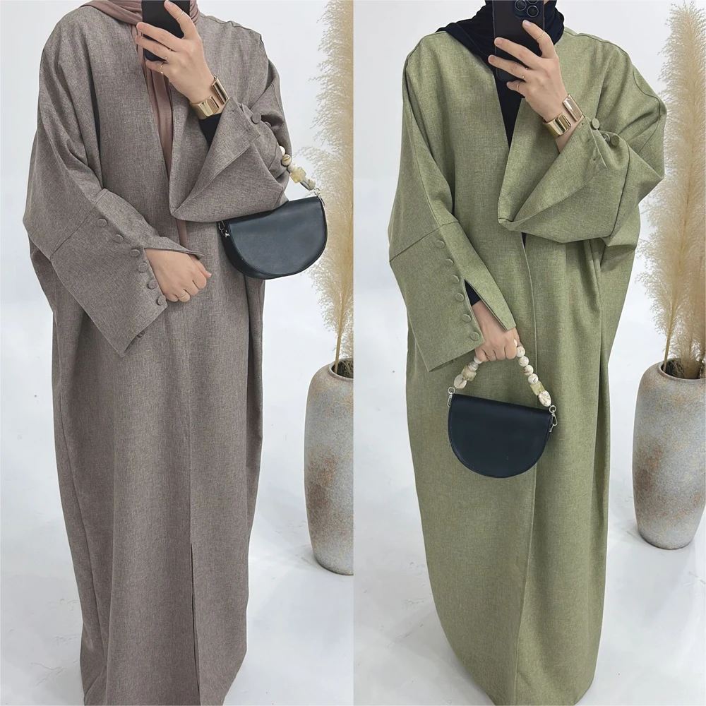 2024 nuovo musulmano aperto Abaya per le donne elegante femminile modesto Cardigan cappotto Casual allentato Abaya Islam abbigliamento abito lungo