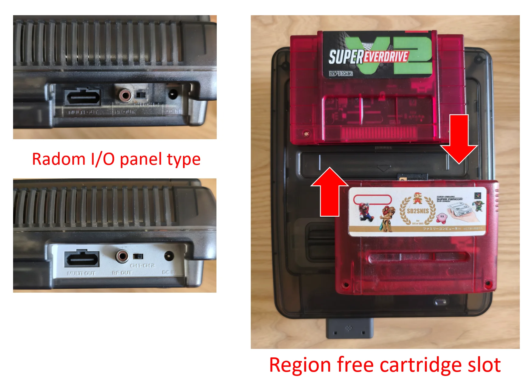SFC Game Console Super Retro Hardware Black Transparent Portable Folding Screen Display for SFC/SNES Game Cartridges