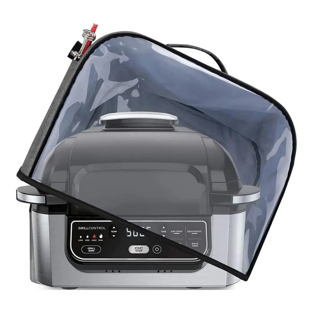 Cozinha capa de poeira compatível com ninja foodi grill ag301 ag302 ag400 clear front panel capa de fritadeira de ar com bolsos de armazenamento