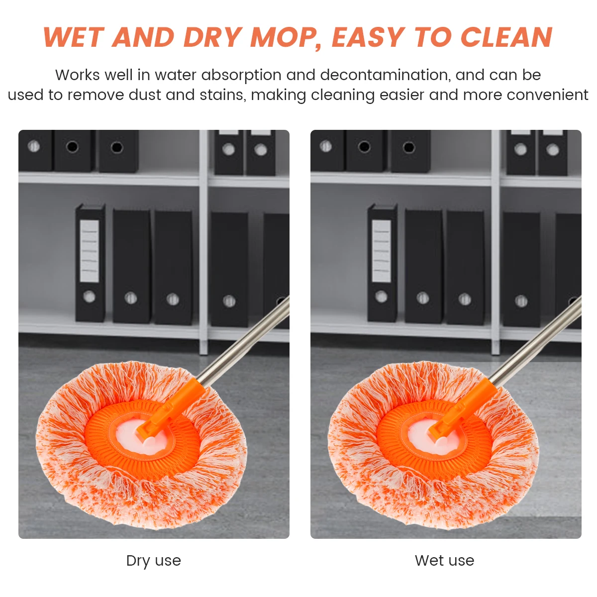 360° Rotatable Cleaning Mops Set Round Microfiber Dust Mop with 4 Removable Poles and 4 Replaceable Mop Heads Wall Cleaning Tool