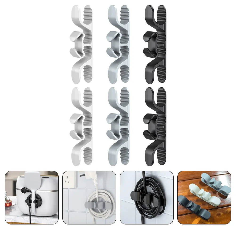 

6 pcs Power Cord Organizer Storage Keeper White Gray Black Adhesive Kitchen Appliance Cable Holder Tpr Silicone